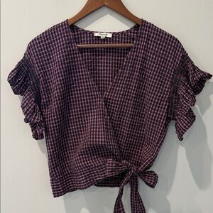 Madewell Checkered Wrap Blouse